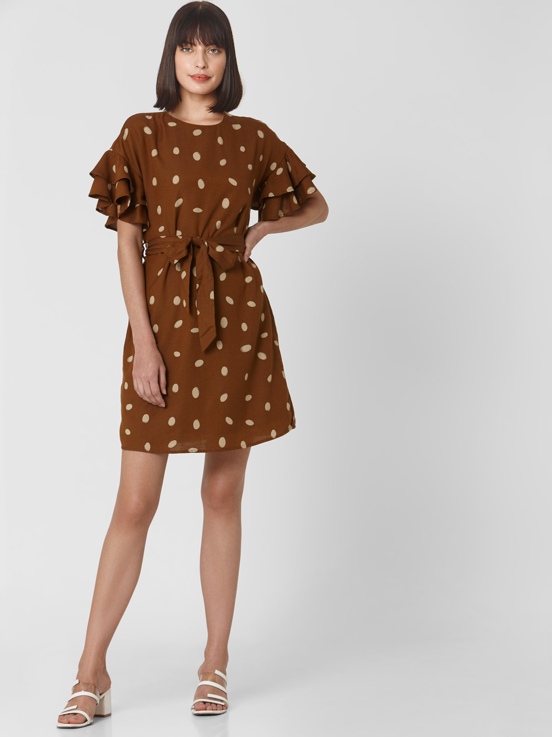 

Vero Moda Brown & Beige Sheath Mini Dress