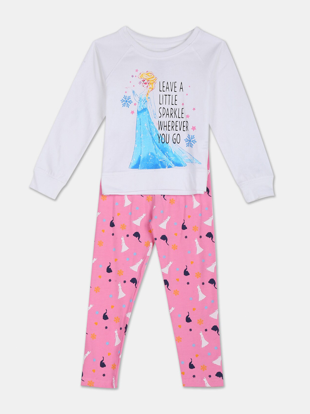 

Colt Girls White & Pink Printed T-shirt with Leggings