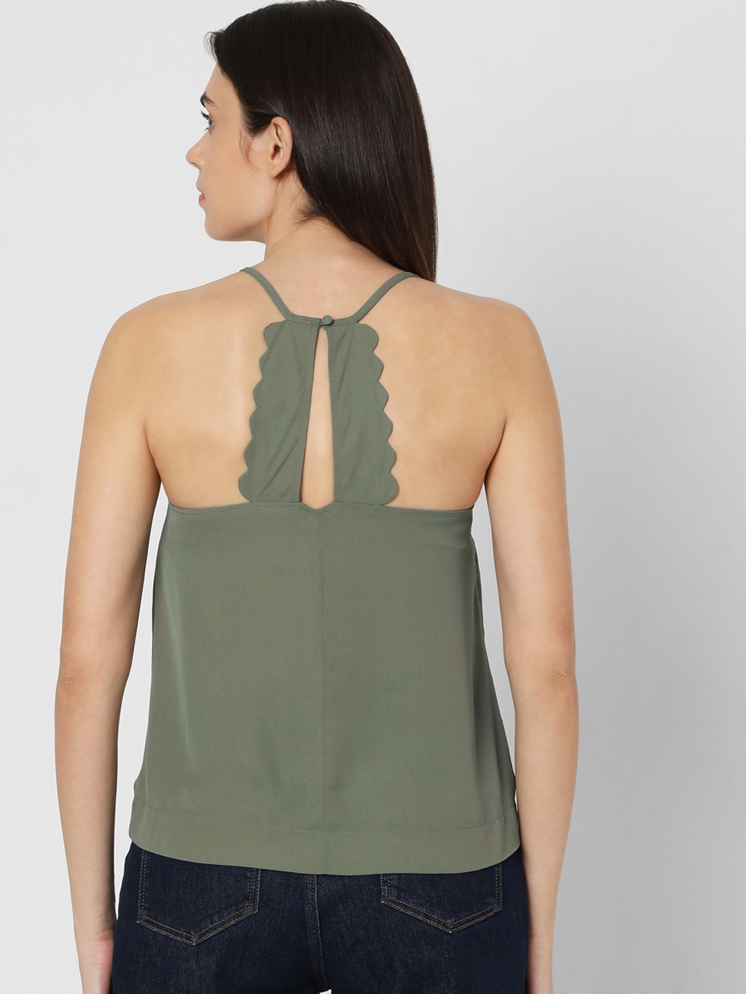 

Vero Moda Women Green Solid Regular Top