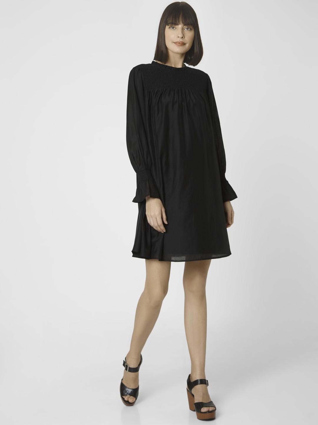 

Vero Moda Black Gathered A-Line Mini Dress