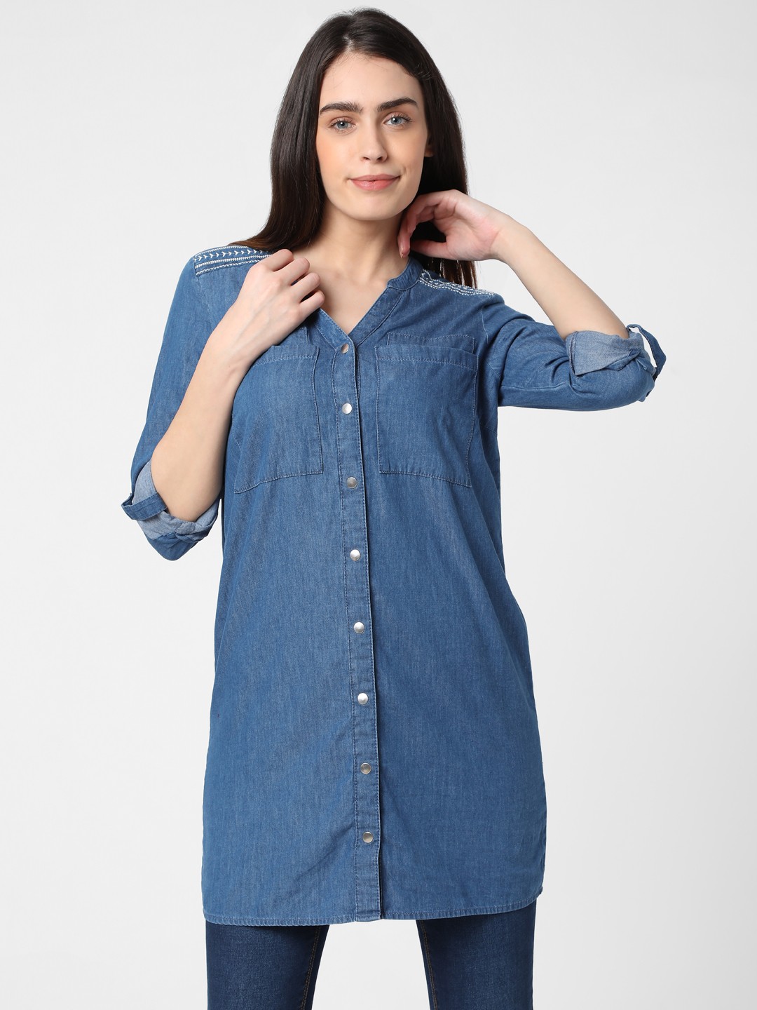 

Vero Moda Blue Denim Shirt Mini Dress