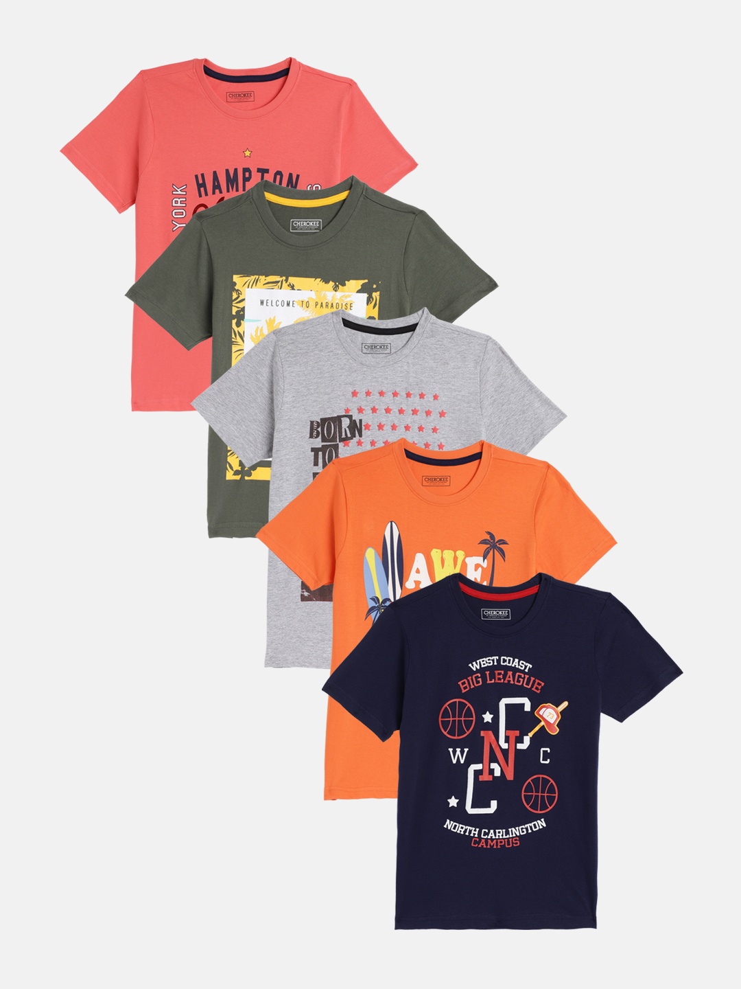 

Cherokee Boys Set Of 5 Printed Assorted T-shirt
