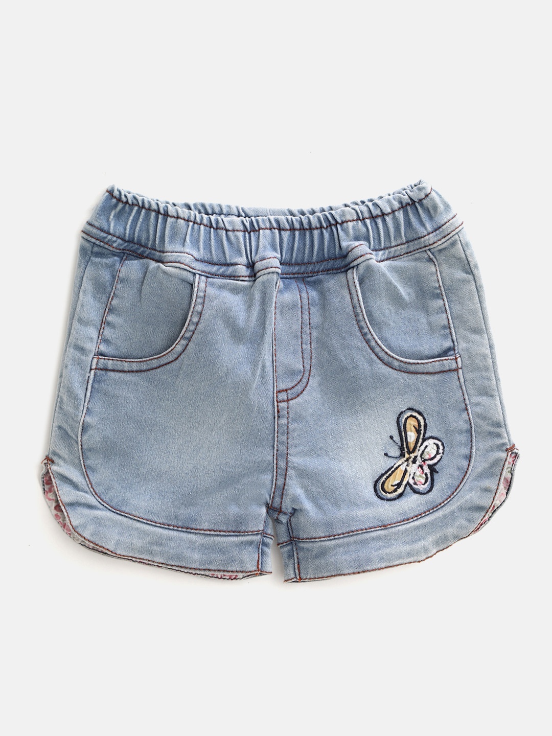 

Donuts Infant Girls Blue Washed Mid-Rise Denim Shorts