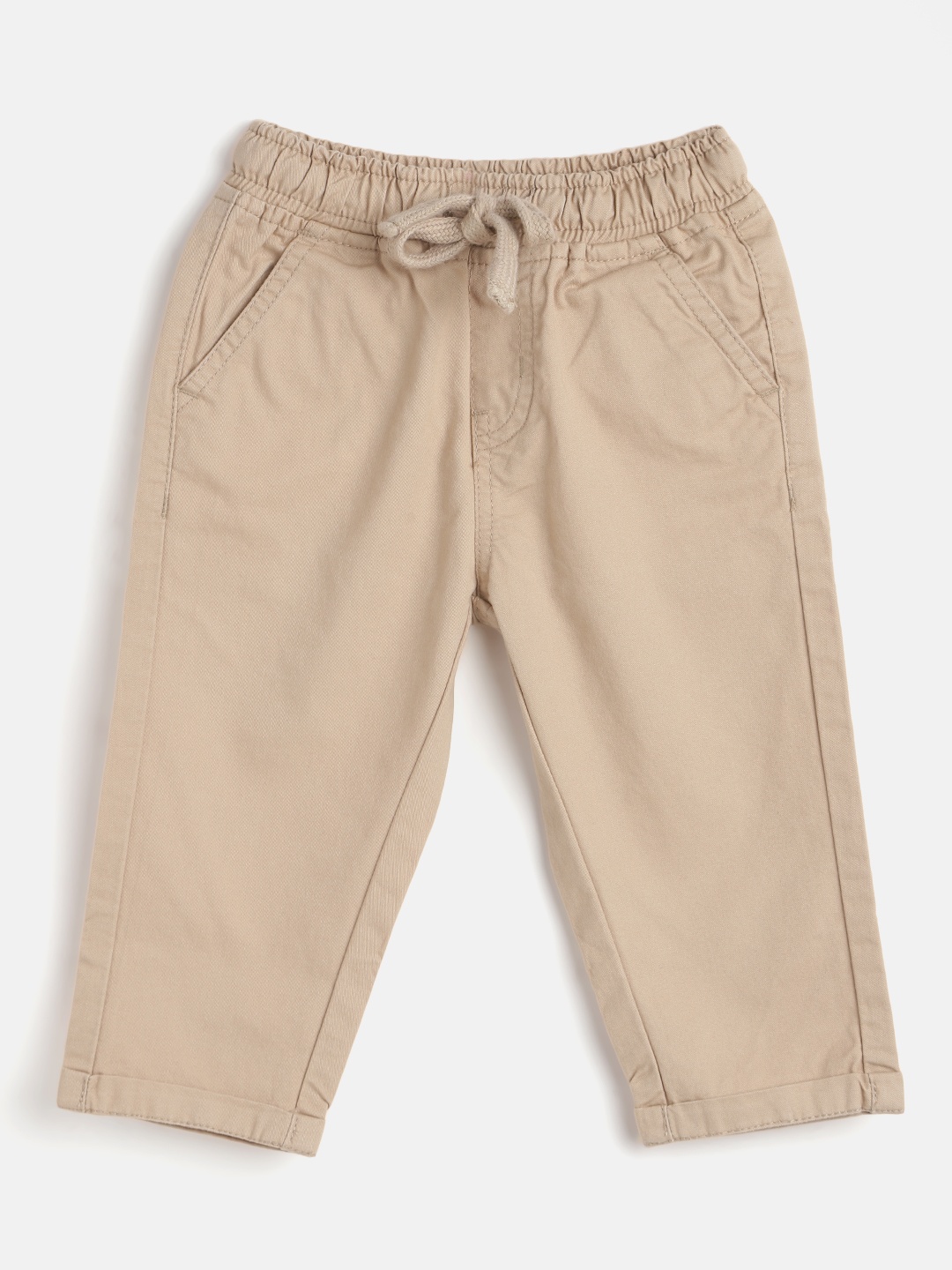 

Donuts Boys Beige Solid Pure Cotton Regular Trousers