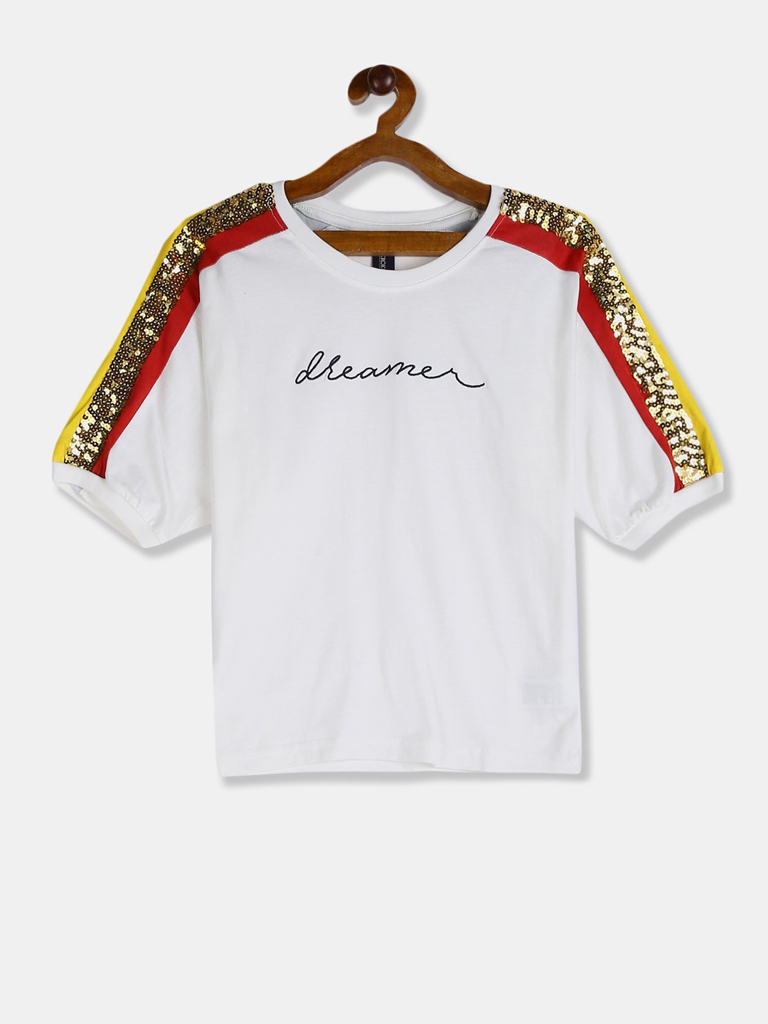 

Cherokee White Embellished Regular Top