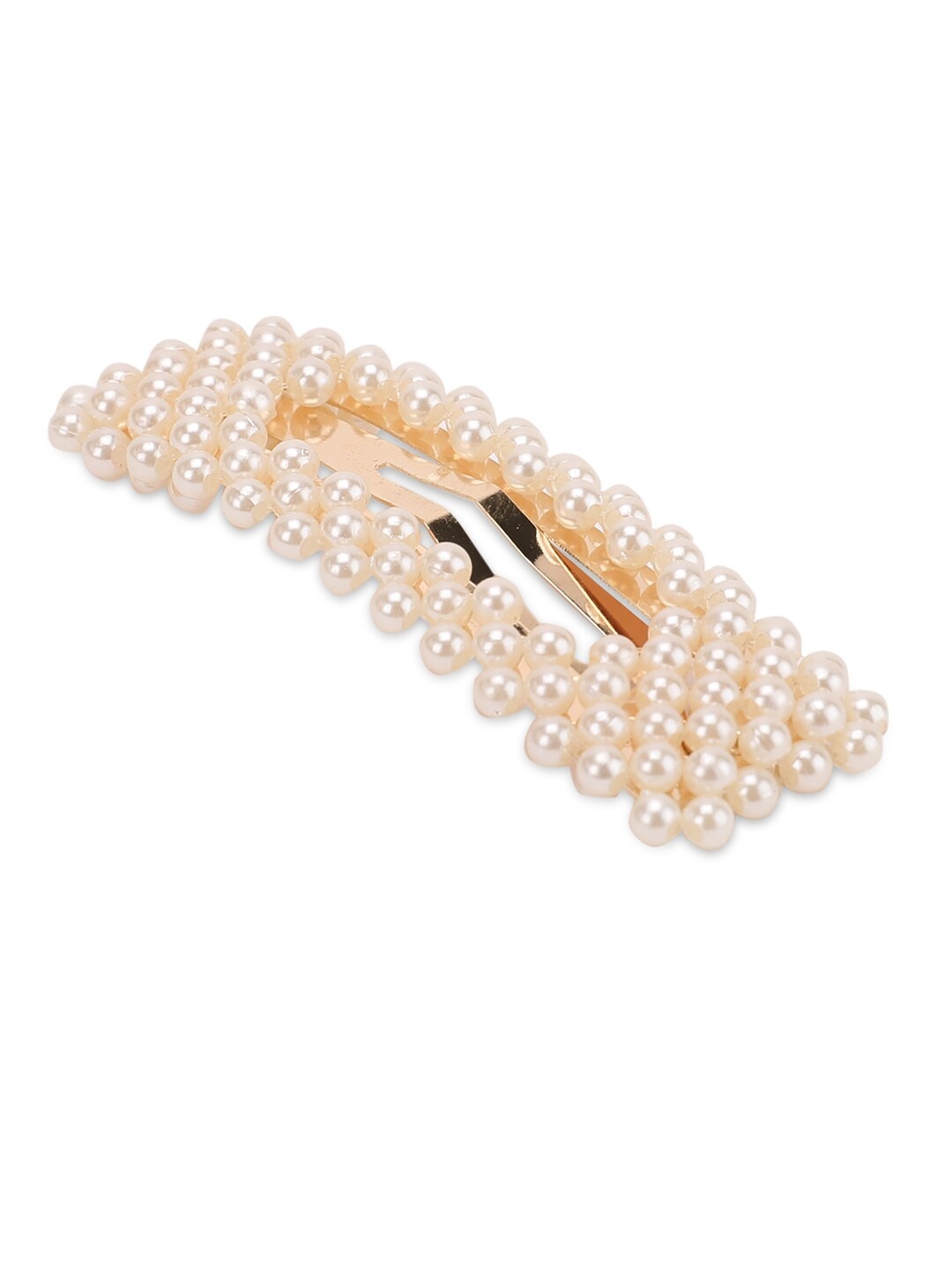 

Kazo Women White & Rose-Gold-Toned Embellished Tic Tac Hair Clip