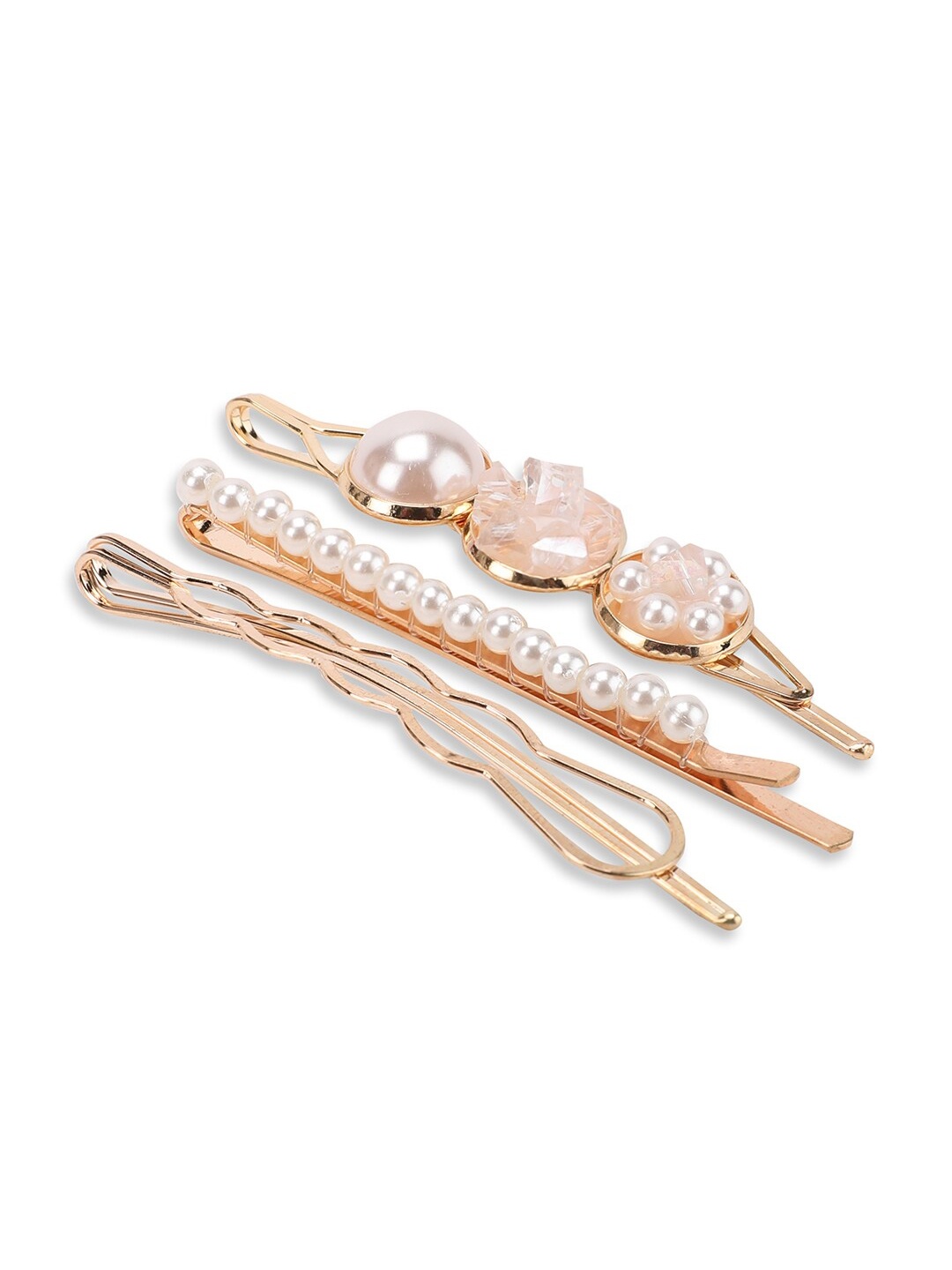 

Kazo Rose Gold & White Set of 3 Embellished Bobby Pins