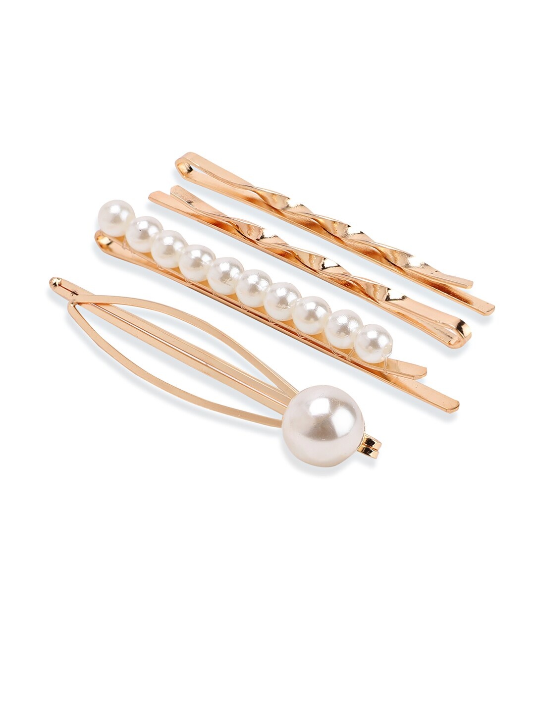 

Kazo Rose Gold & White Set of 4 Embellished Bobby Pins
