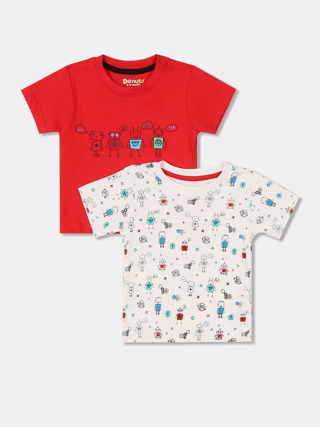 

Donuts Boys Pack of 2 Red & White Printed T-shirt