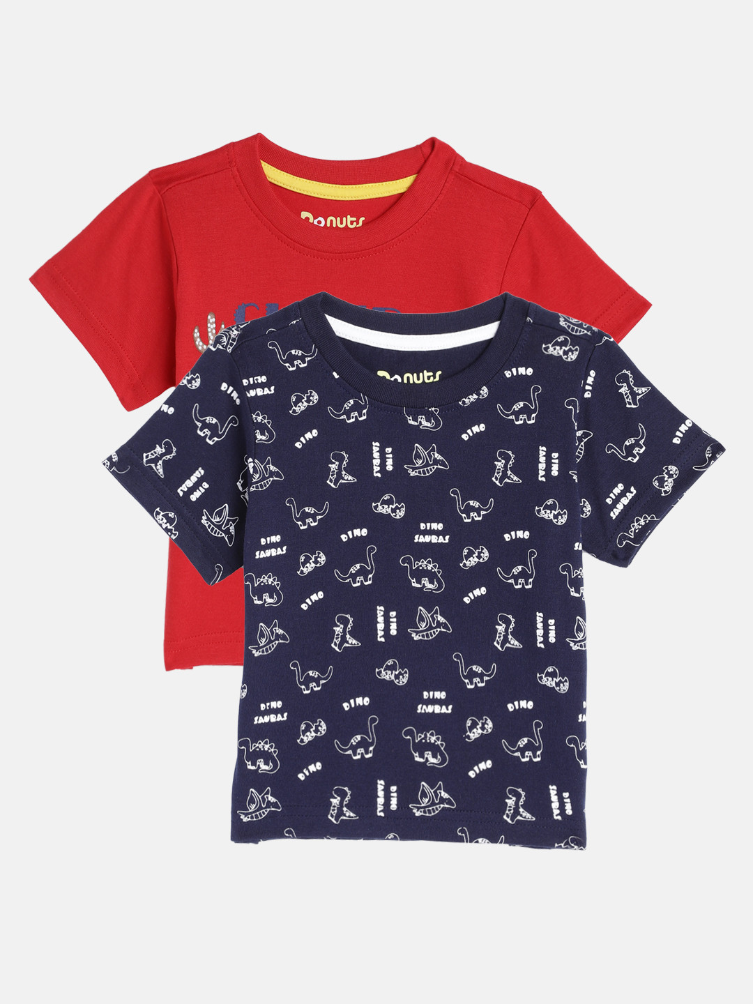 

Donuts Boys Pack Of 2 Pure Cotton Printed Pure Cotton T-shirts, Navy blue