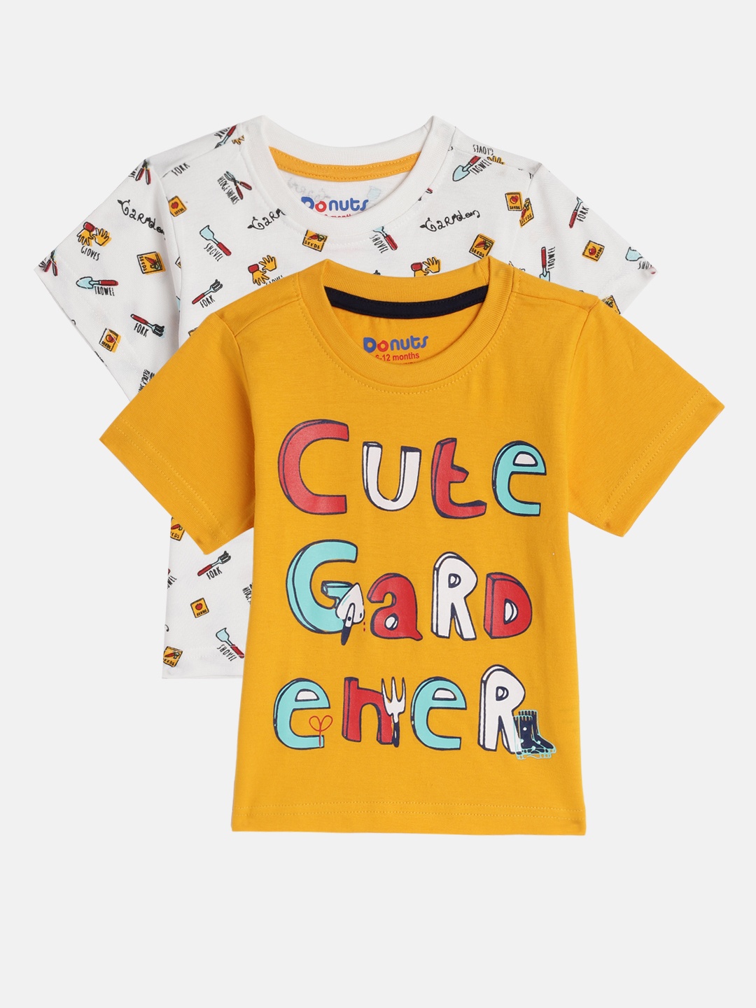 

Donuts Boys Pack Of 2 Pure Cotton Graphic Print Pure Cotton T-shirts, Multi