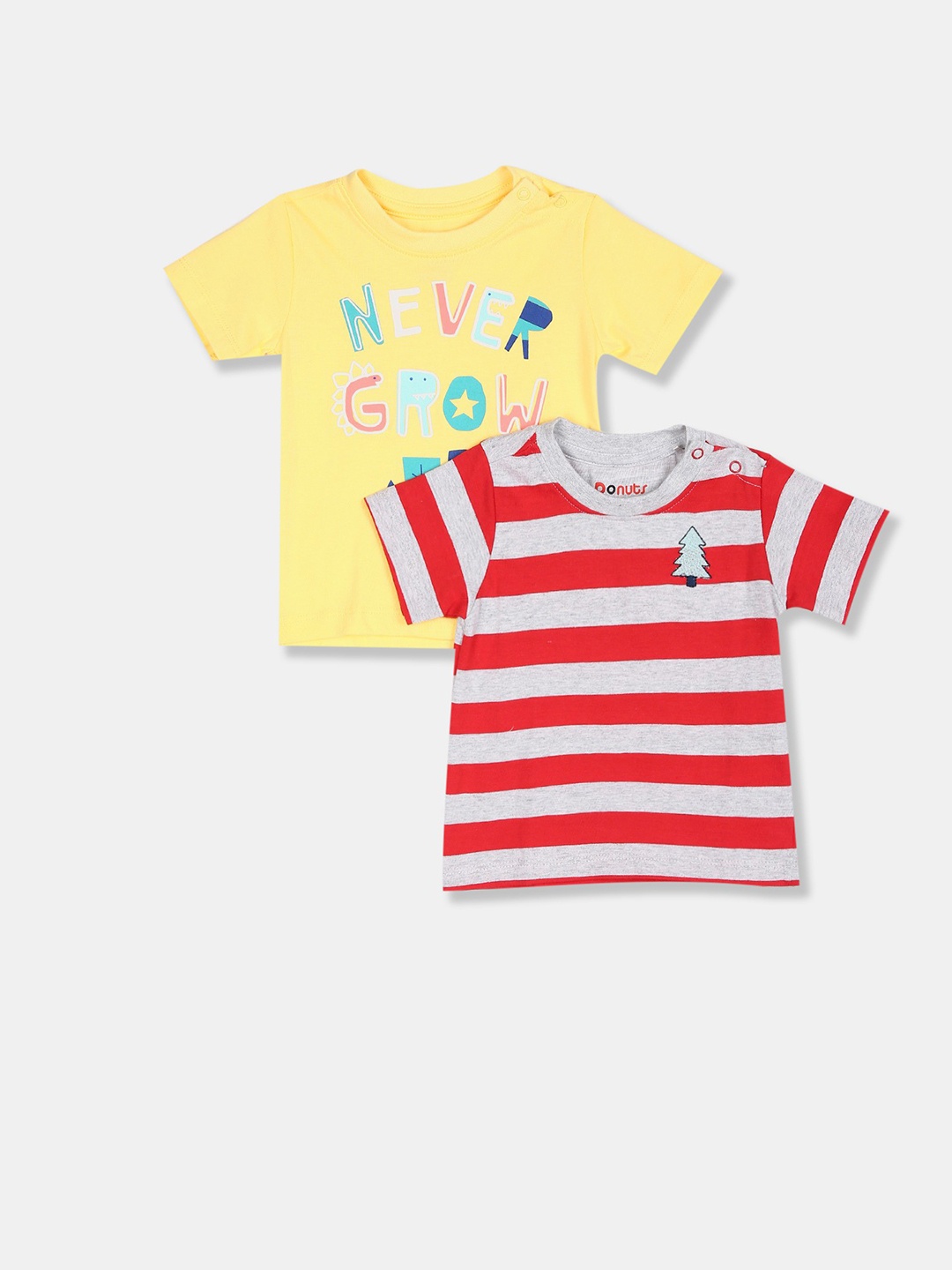 

Donuts Boys Pack of 2 Yellow & Red Printed T-shirt