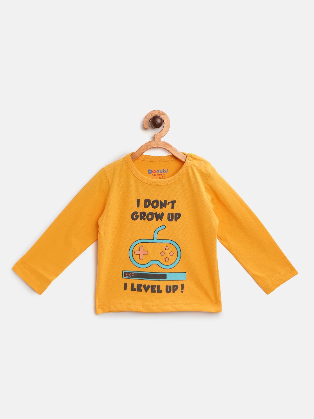 

Donuts Boys Mustard Yellow Cotton Typography Printed T-shirt