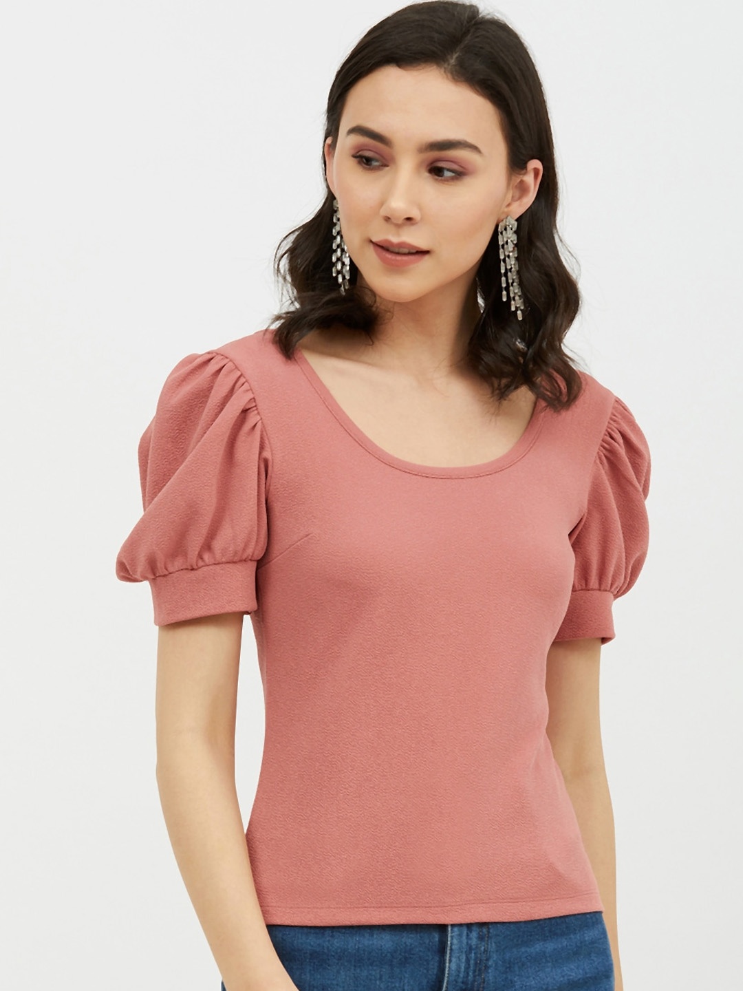 

Harpa Pink Puff Sleeves Regular Top