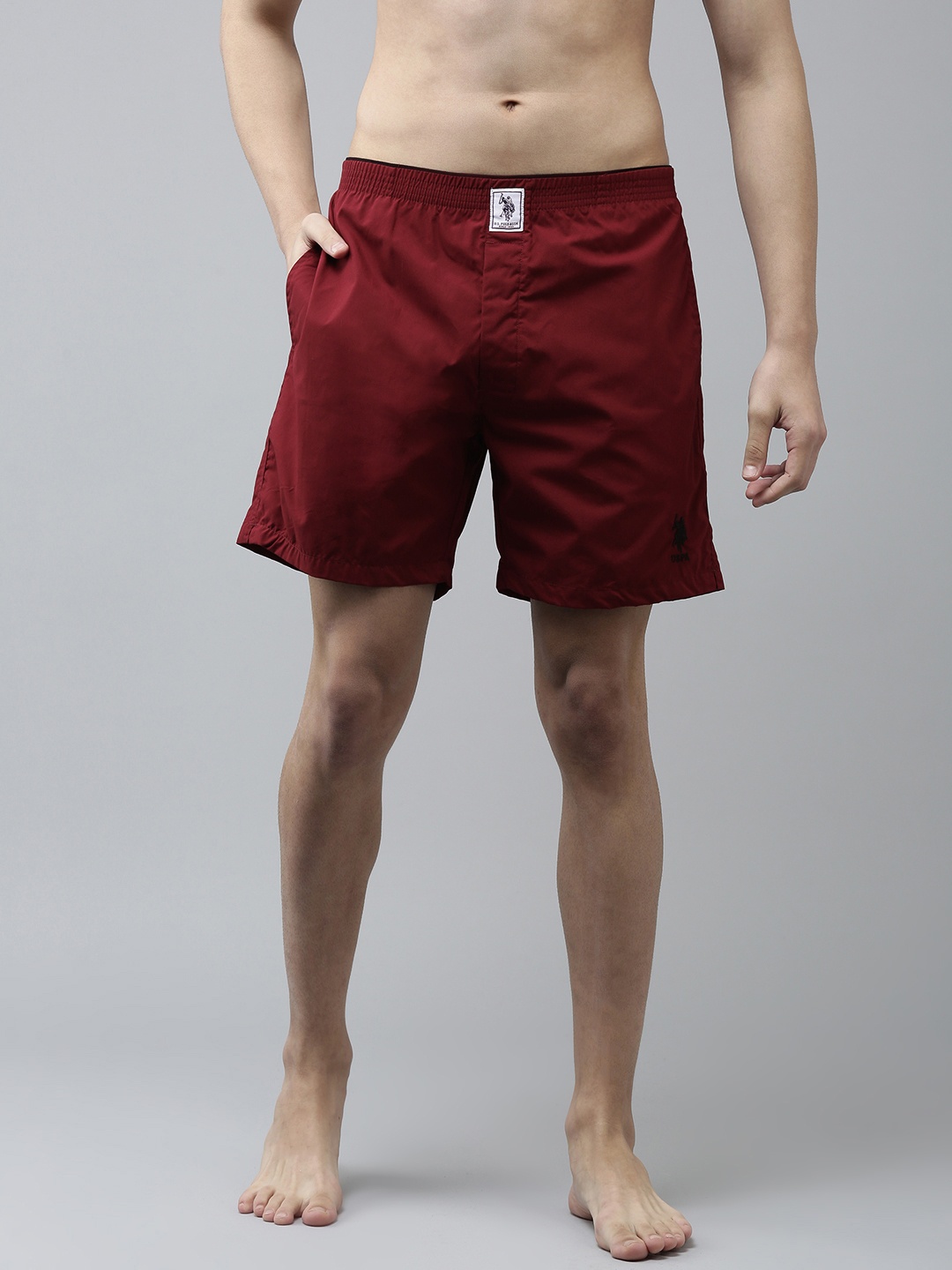 

U.S. Polo Assn. Men Maroon Solid Boxers 8905202127420
