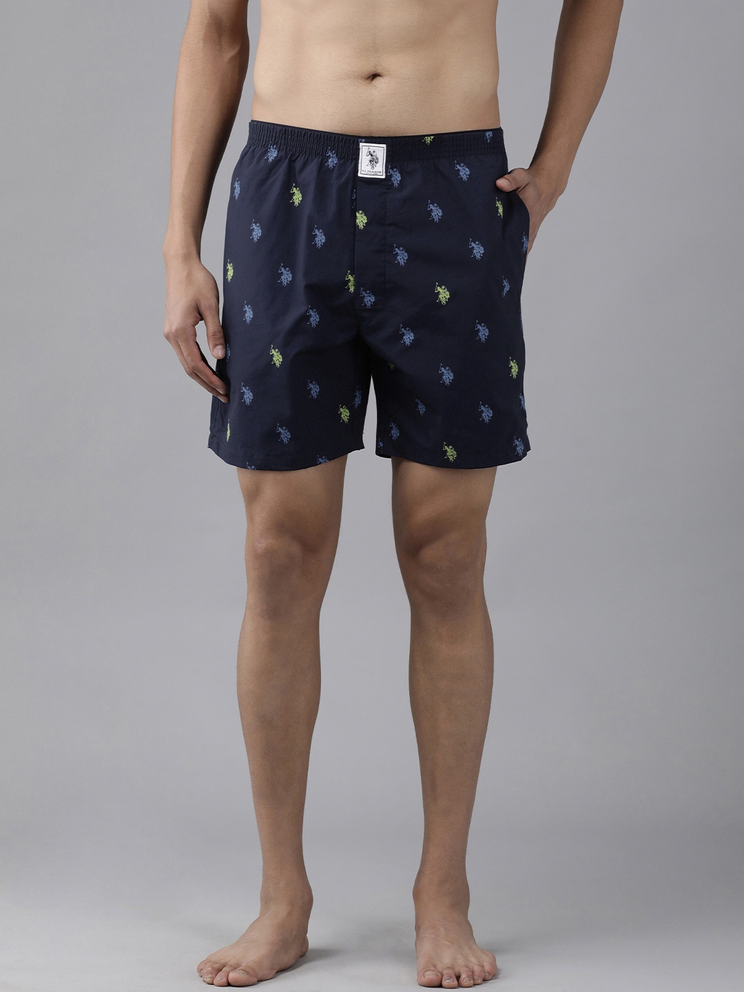 

U.S. Polo Assn. Men Navy Blue Printed Cotton Boxers