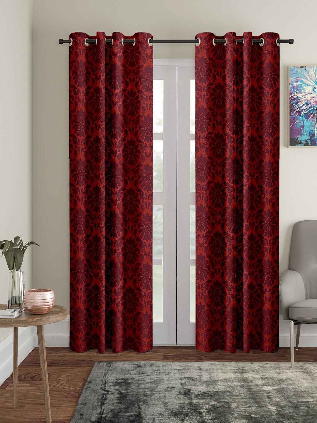 

Cortina Maroon Set of 2 Door Curtains