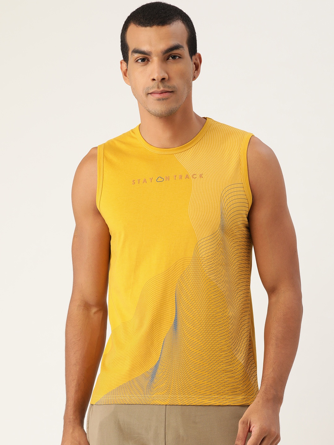 

Sweet Dreams Men Mustard Yellow Printed Lounge T-Shirt