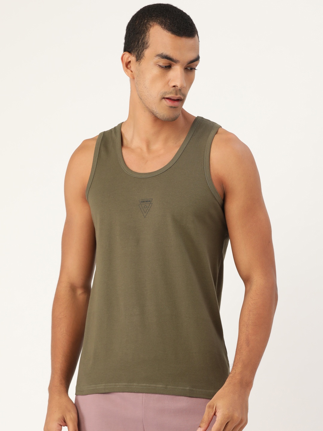 

Sweet Dreams Men Olive Green Solid Lounge T-shirt