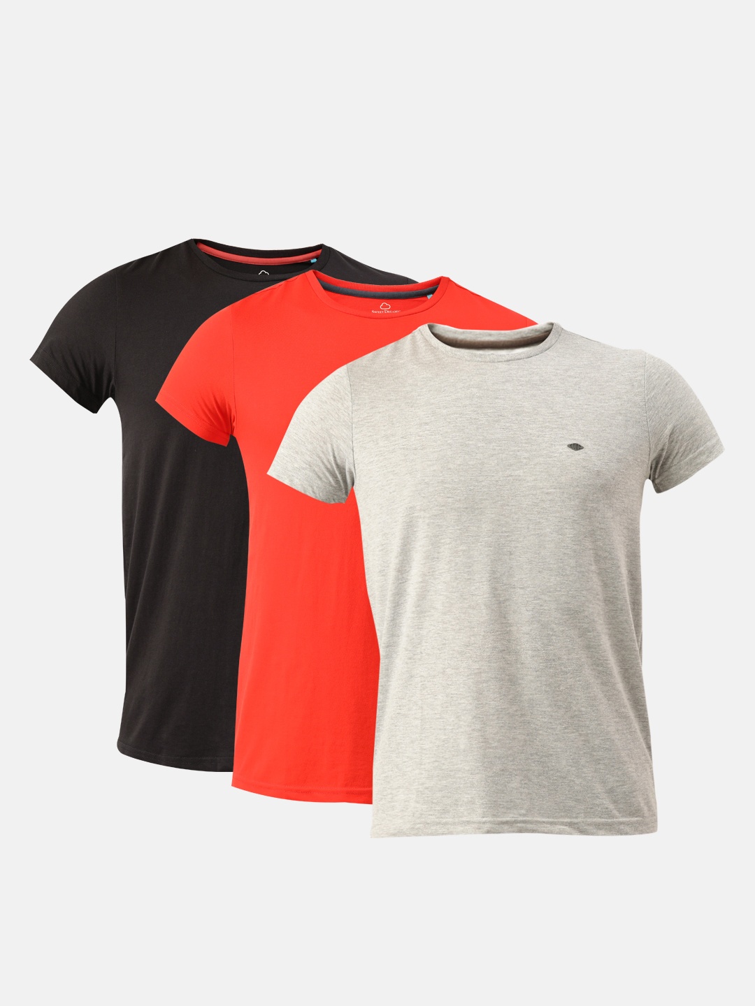 

Sweet Dreams Men Pack Of 3 Solid Round Neck Lounge T-shirt, Black