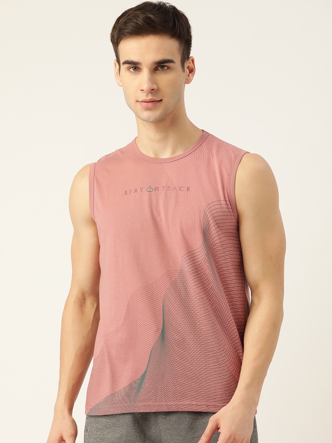 

Sweet Dreams Men Peach-Coloured Printed Athleisure T-shirt