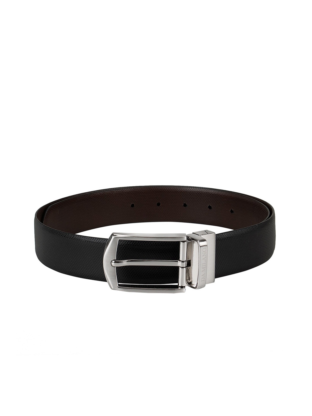 

Da Milano Men Black & Brown Textured Leather Belt