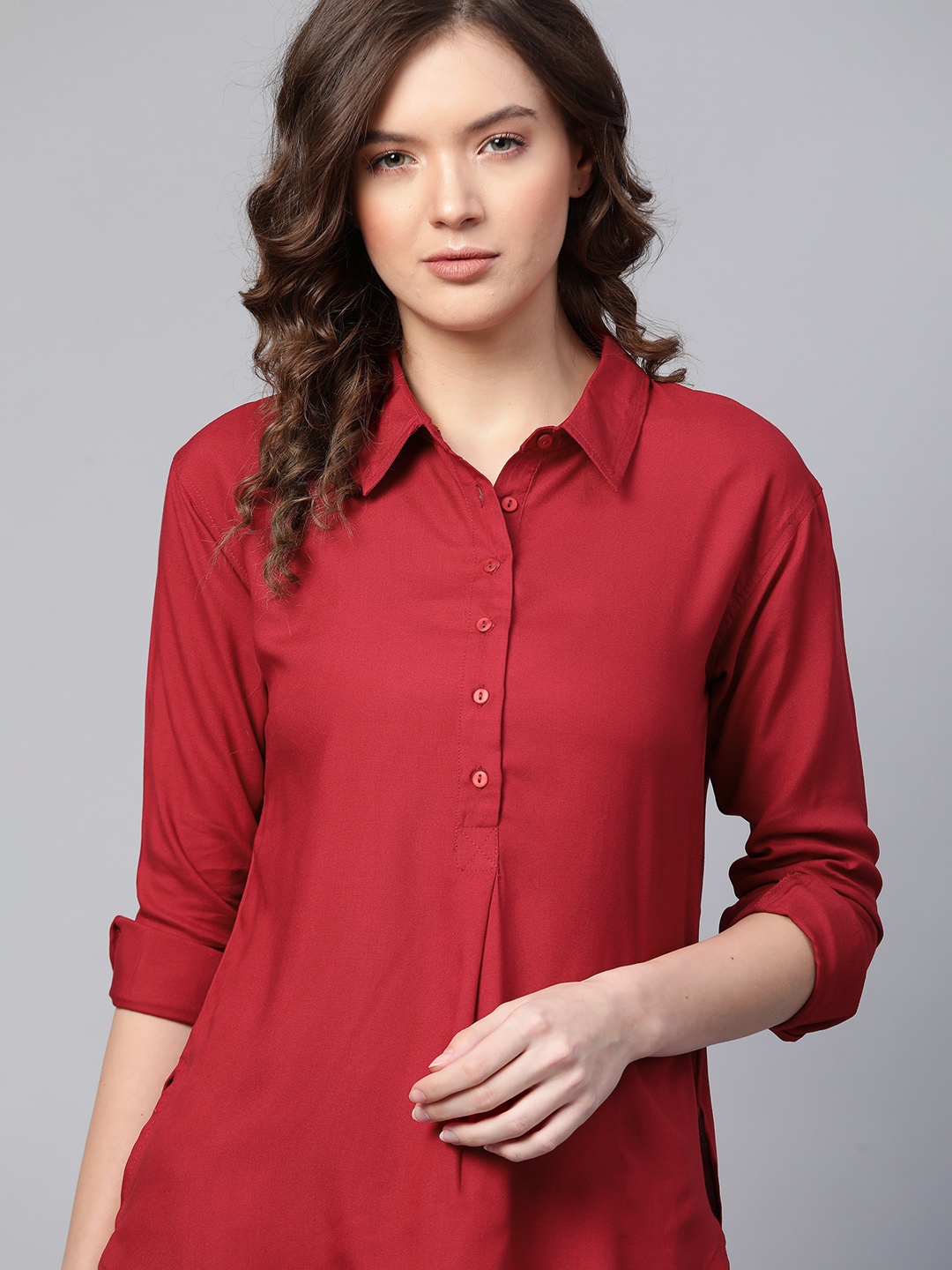 

Harvard Maroon Shirt Style Top