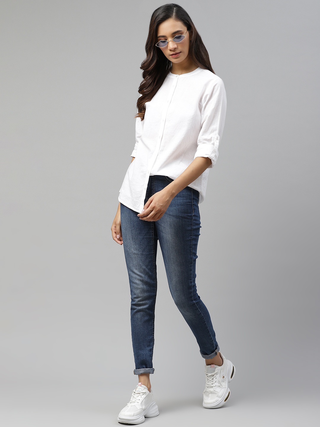 

Harvard Women White Regular Fit Solid Casual Shirt