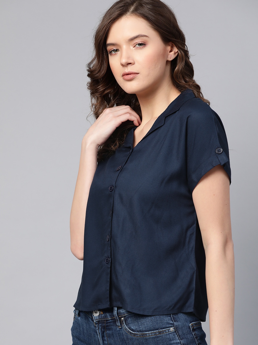 

Harvard Women Navy Blue Casual Shirt