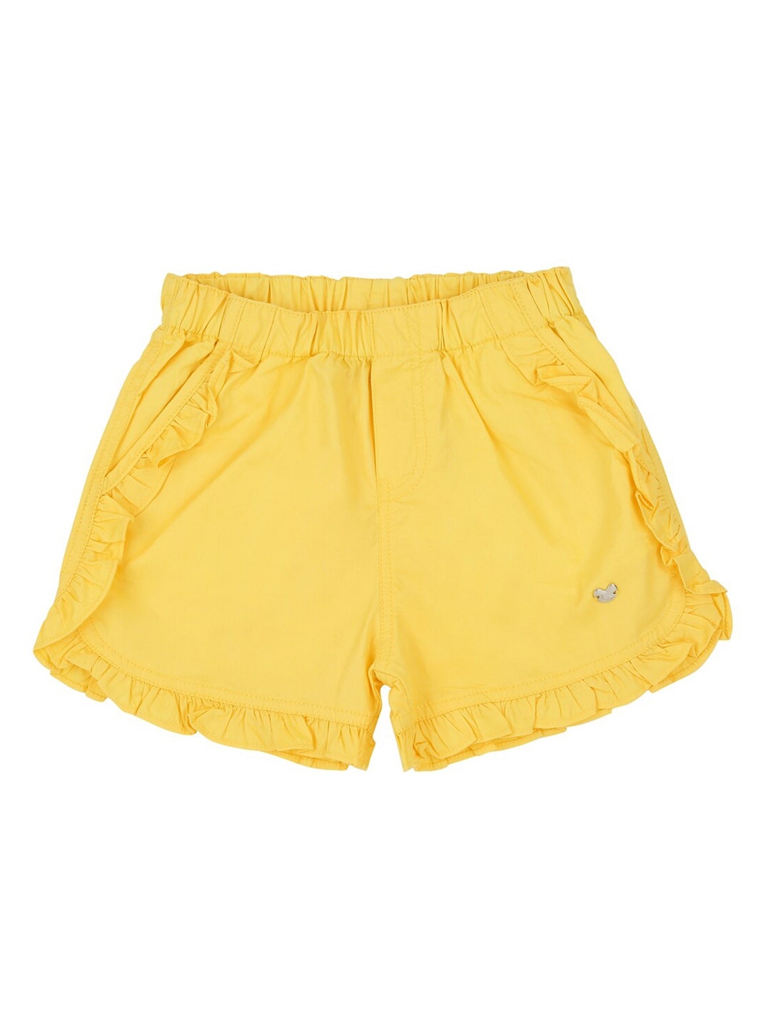 

Ed-a-Mamma Girls Yellow Solid Regular Fit Ruffled Sustainable Shorts