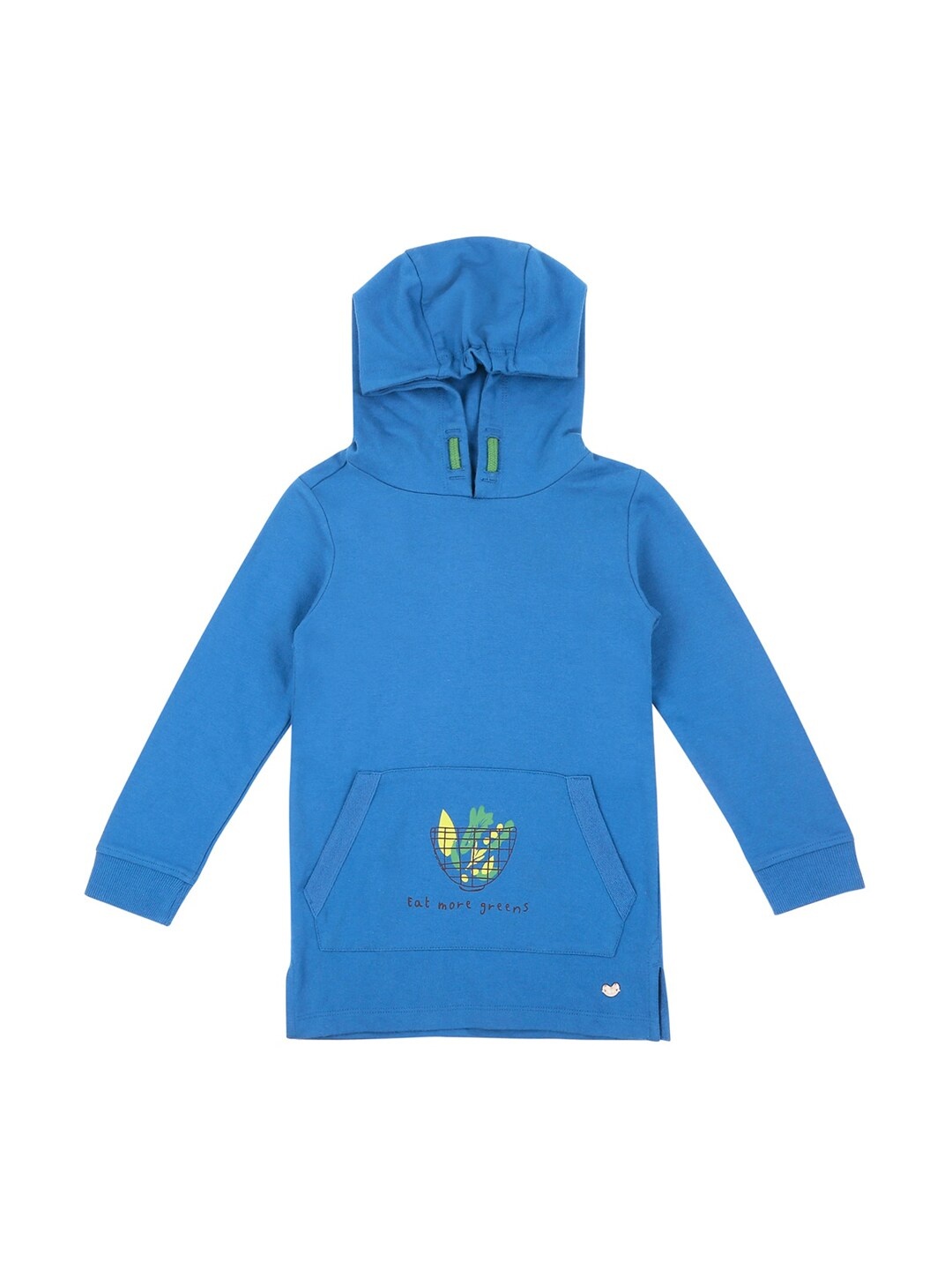 

Ed-a-Mamma Girls Blue Solid Hooded Sustainable Sweatshirt