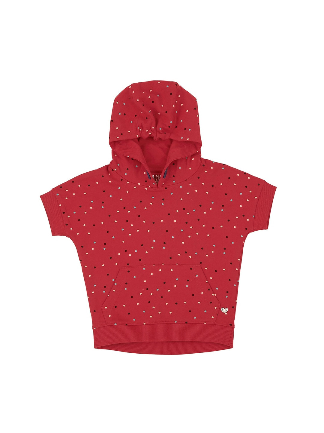 

Ed-a-Mamma Girls Red Printed Hooded Sustainable Sweatshirt