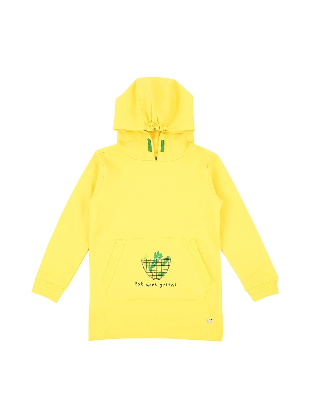 

Ed-a-Mamma Girls Yellow Solid Hooded Sustainable Sweatshirt