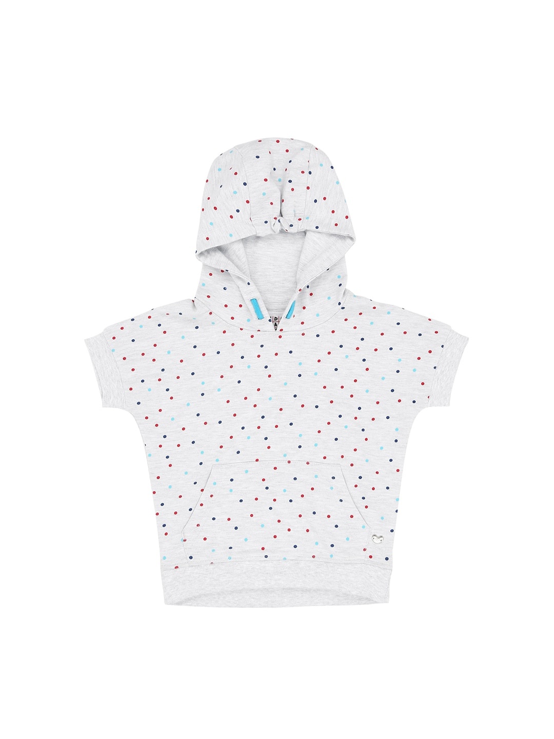 

Ed-a-Mamma Girls Grey Melange Printed Hooded Sustainable Sweatshirt