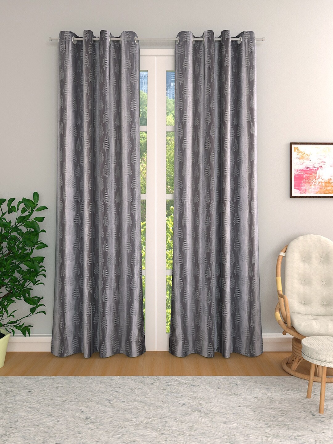 

ROMEE Set of 2 Grey Room Darkening Curtains
