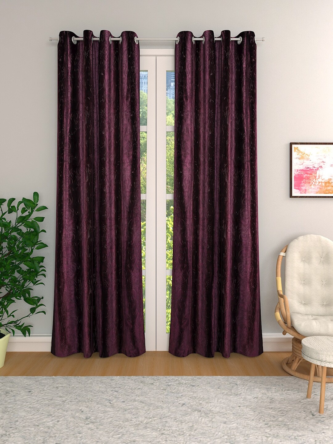 

ROMEE Purple Set of 2 Room Darkening Door Curtains