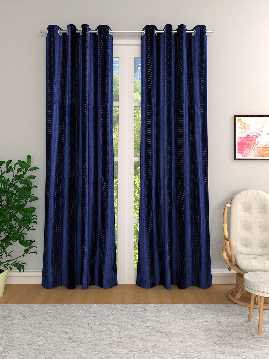 

ROMEE Set of 2 Blue Room Darkening Curtains