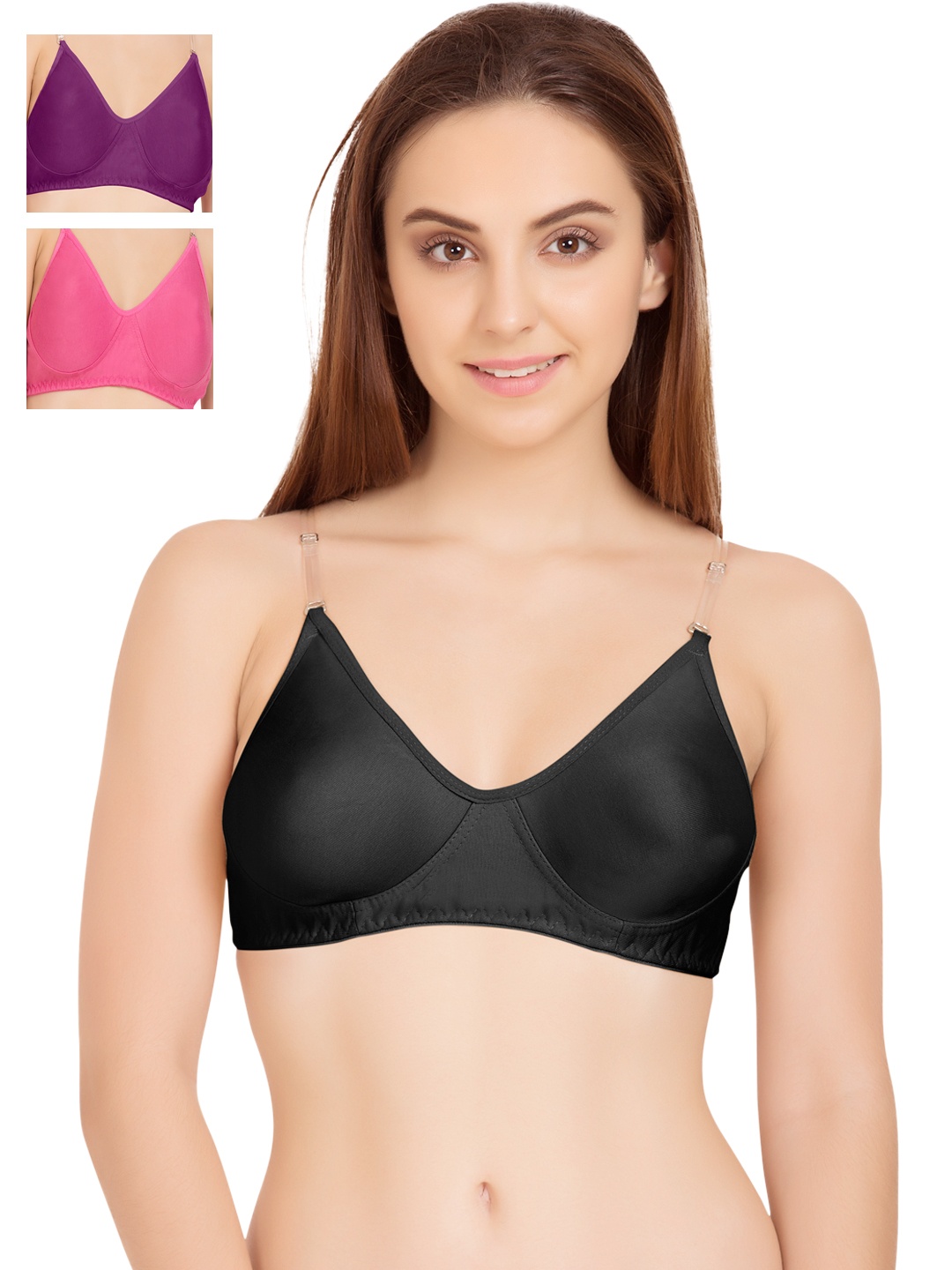 

Tweens Pack of 3 Full-Coverage T-shirt Bras TW266, Pink