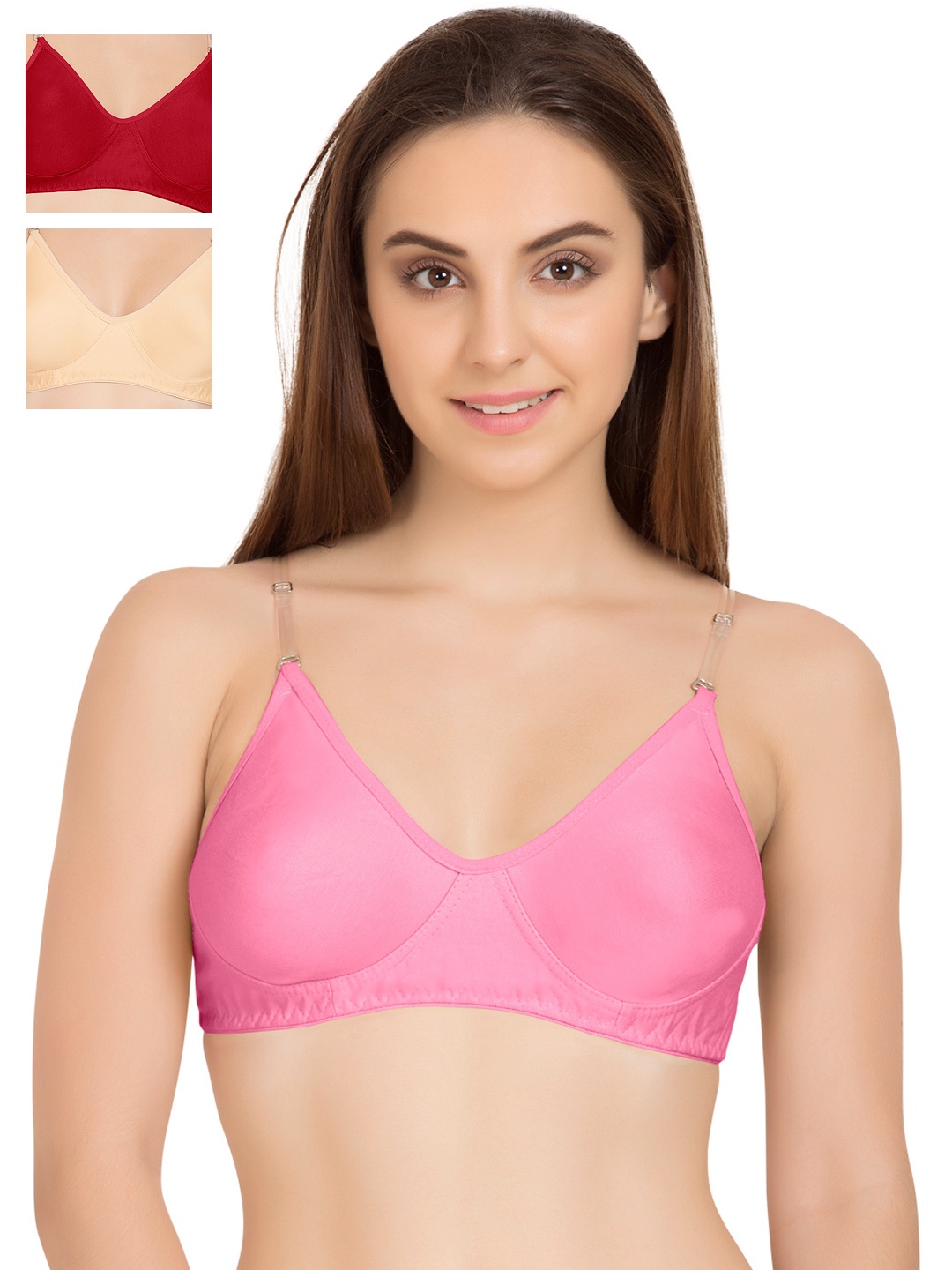 

Tweens Pack of 3 Full-Coverage T-shirt Bras TW266, Red