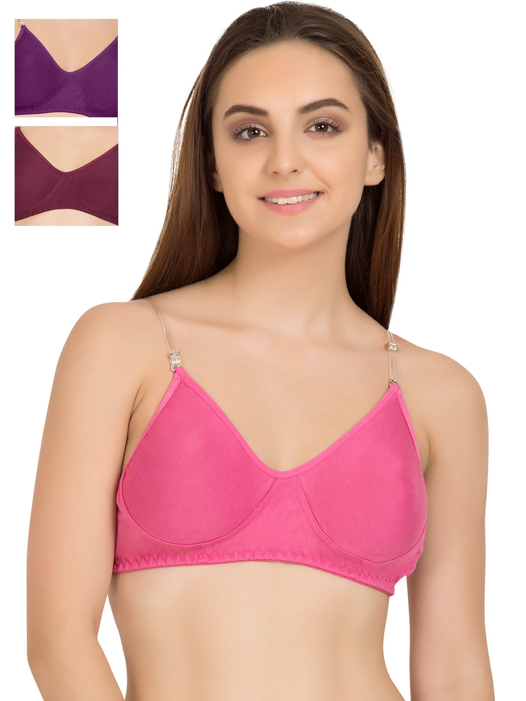 

Tweens Pack of 3 Full-Coverage T-shirt Bras TW266, Purple