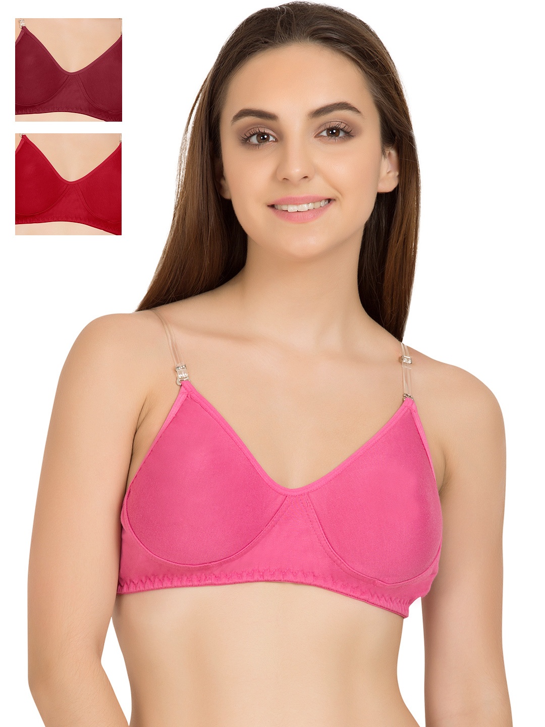 

Tweens Pack of 3 Full-Coverage T-shirt Bras TW266, Burgundy