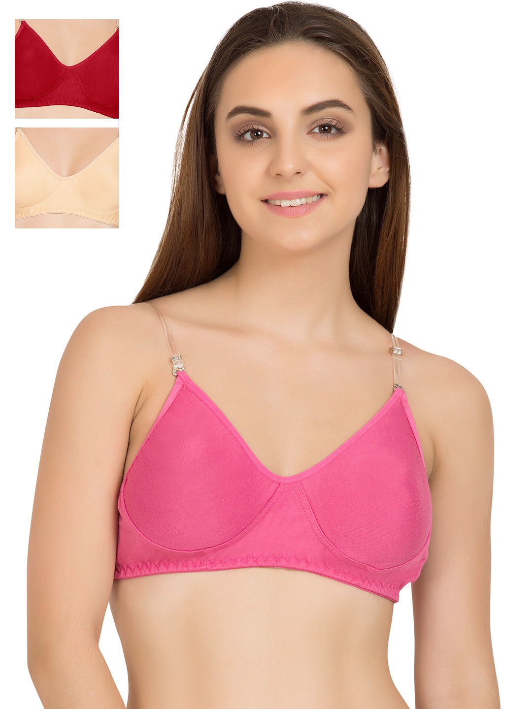 

Tweens Pack of 3 Full-Coverage T-shirt Bras TW266, Red