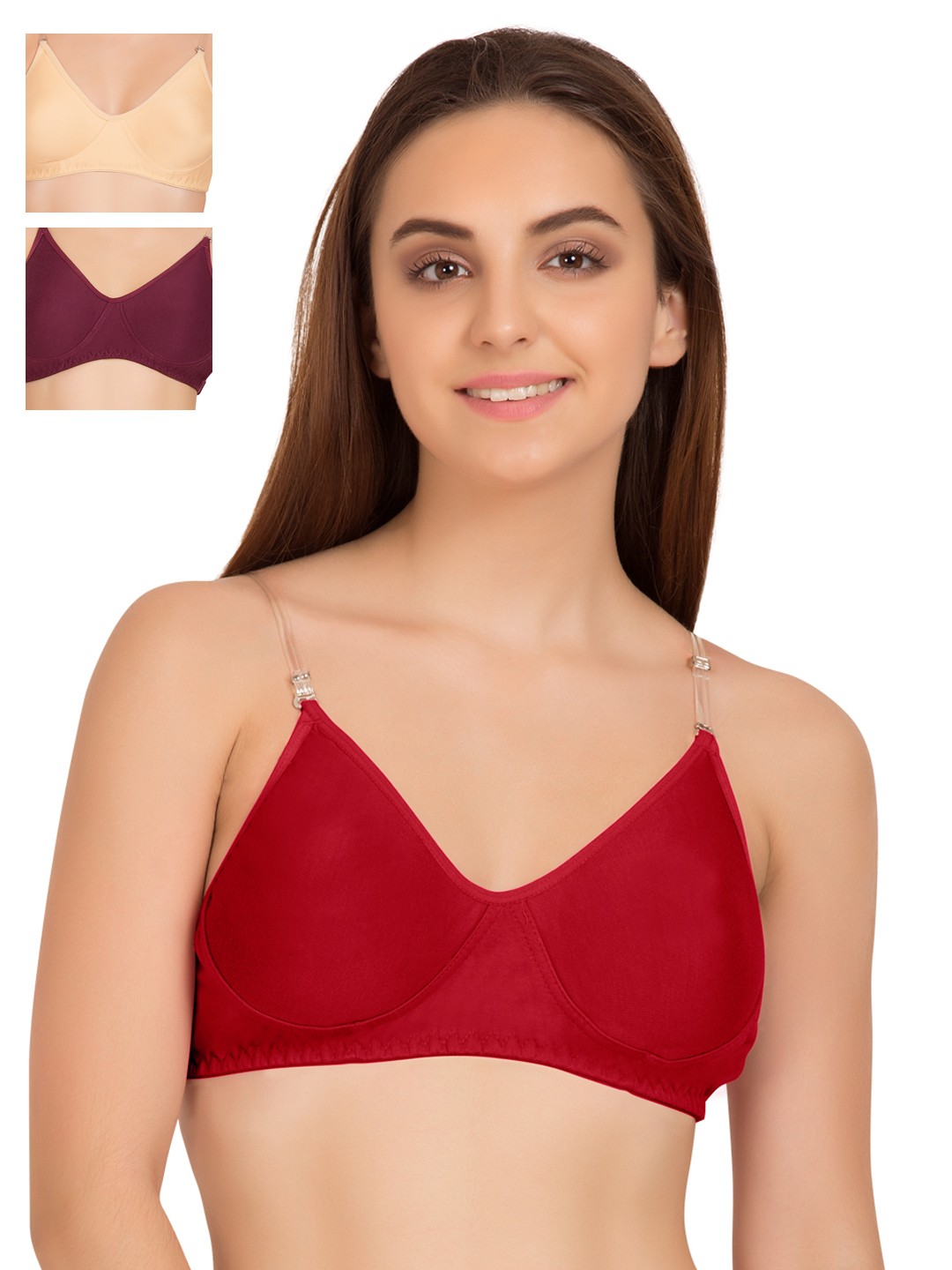 

Tweens Pack of 3 Full-Coverage T-shirt Bras 266, Beige