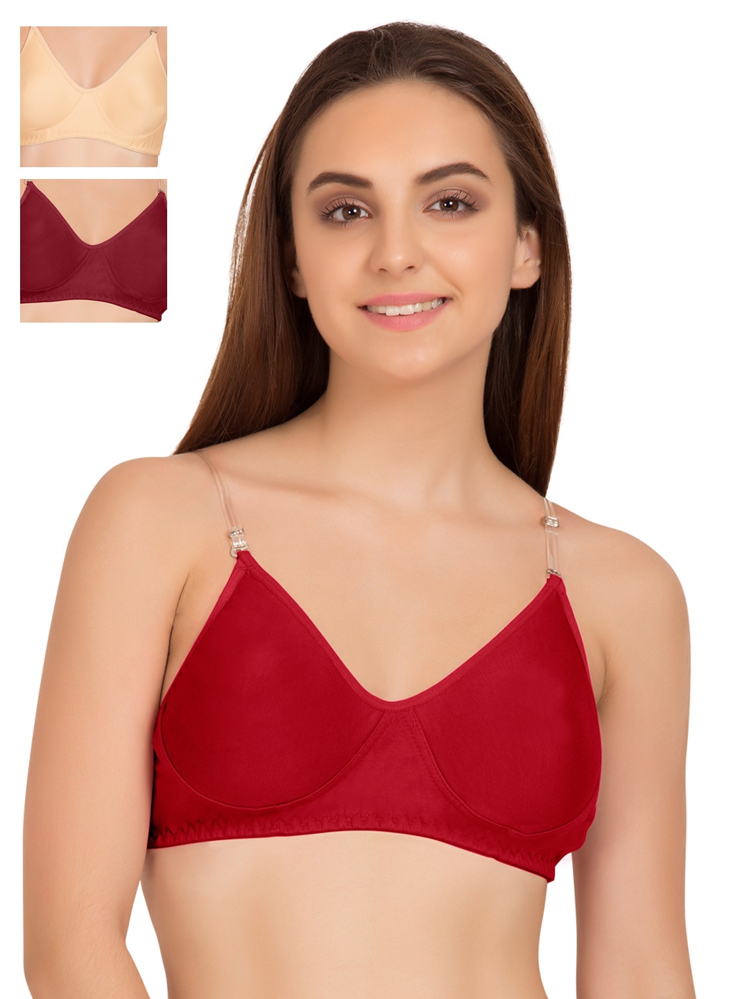 

Tweens Pack of 3 Full-Coverage T-shirt Bras 266, Red