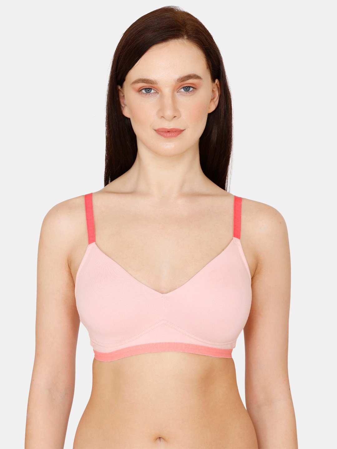 

Zivame Pink Solid Non-Wired Non Padded Cotton T-shirt Bra ZI10S9FASHAPINK