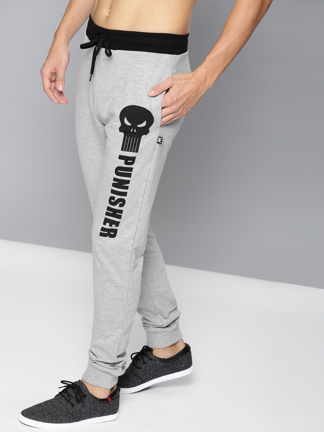 

Punisher by KNK Grey Melange Printed Joggers