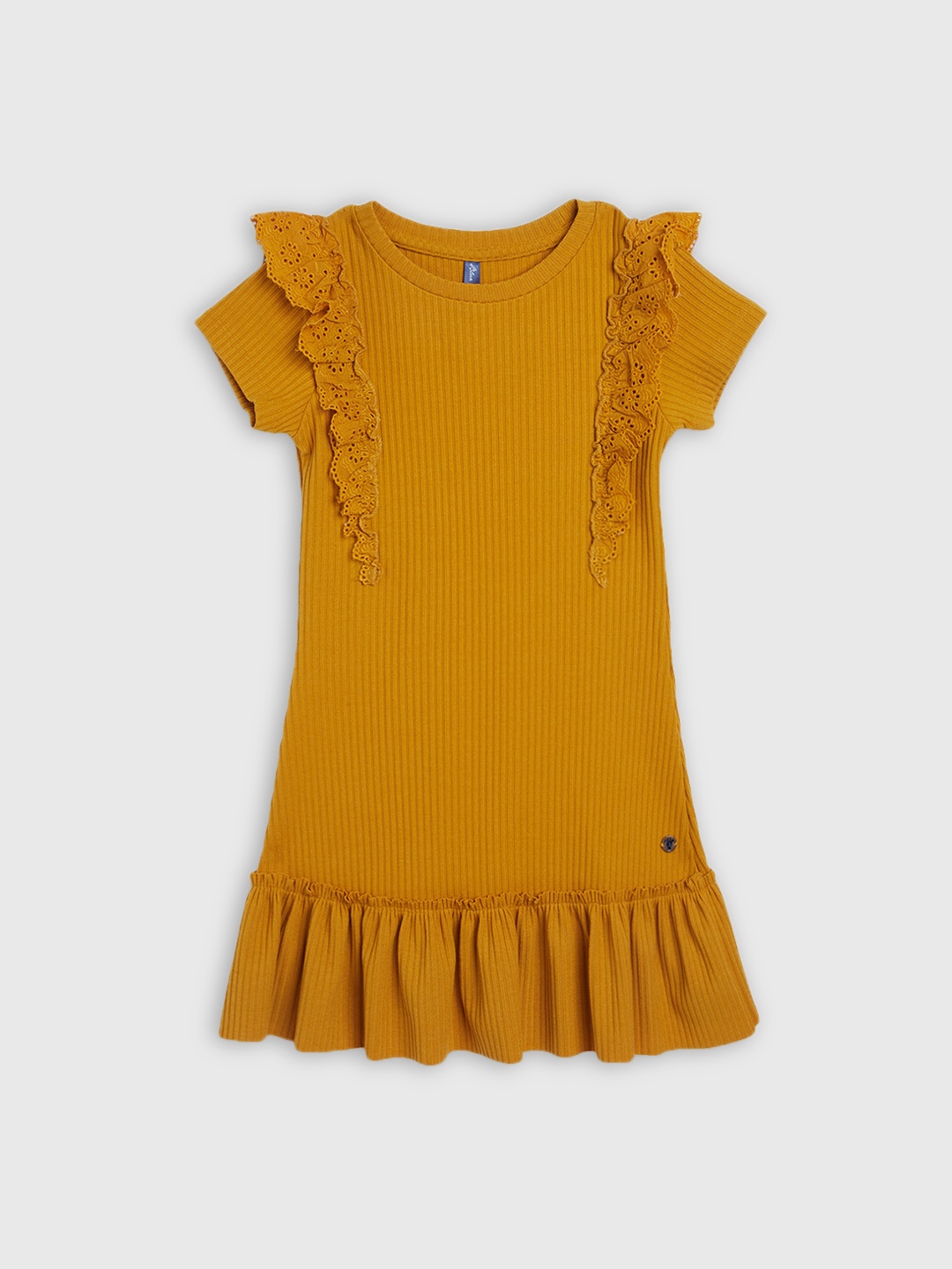 

Blue Giraffe Girls Yellow Solid A-Line Dress