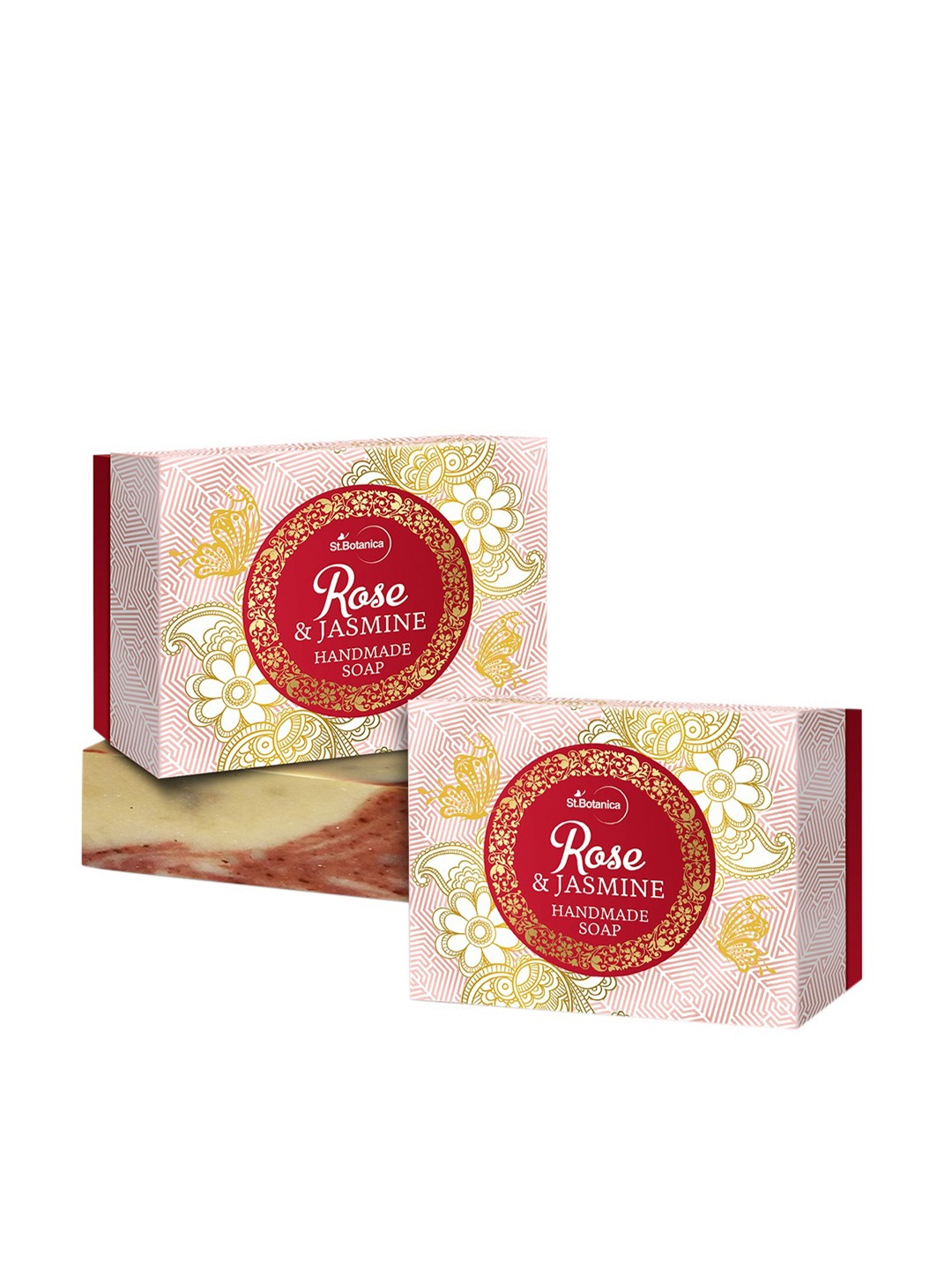 

St.Botanica Pack of 2 Rose & Jasmine Handmade Luxury Soap 125 gm Each, Pink