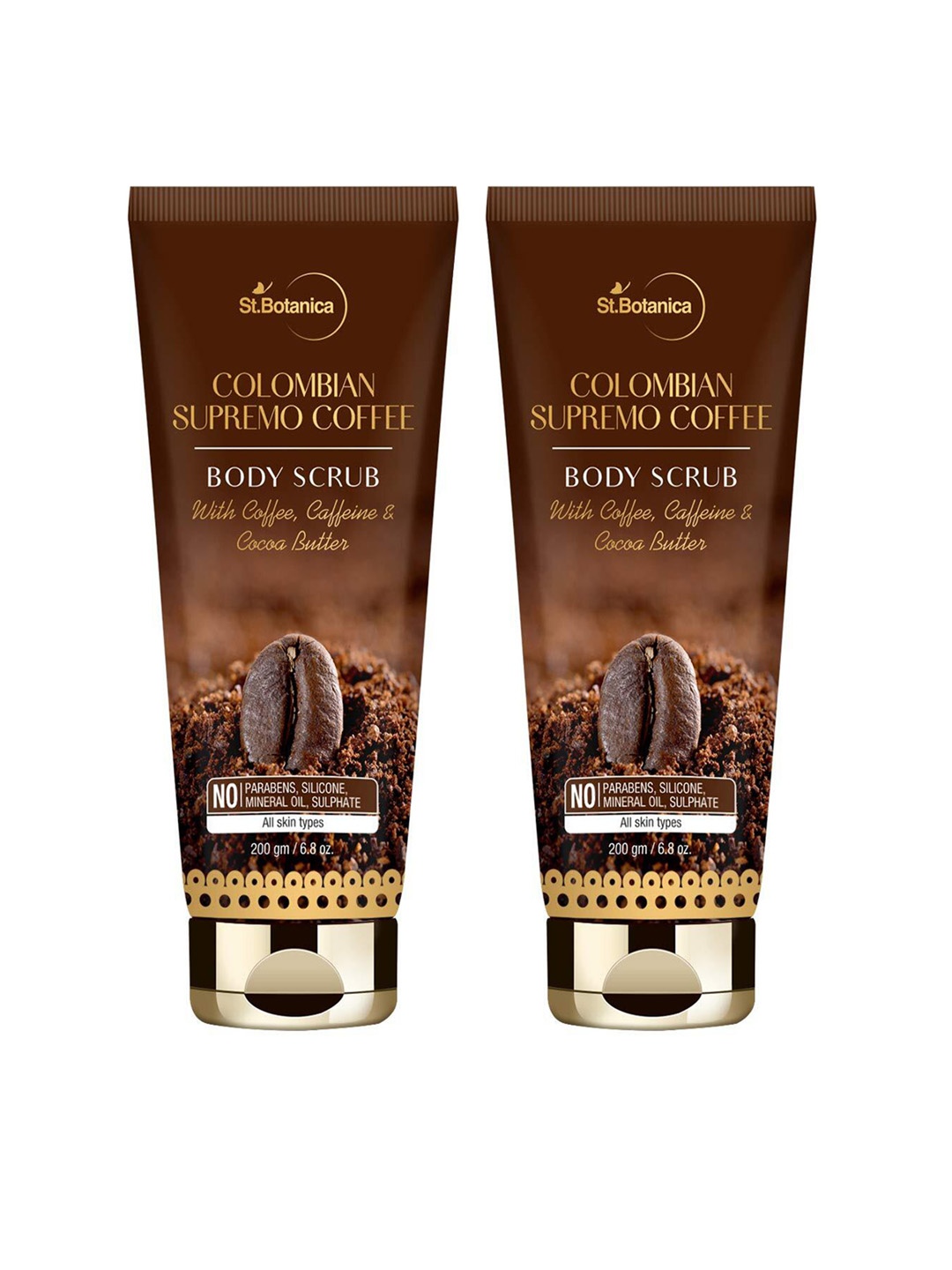 

St.Botanica Set of 2 Colombian Supremo Coffee Body Scrub - 200 ml each, Brown