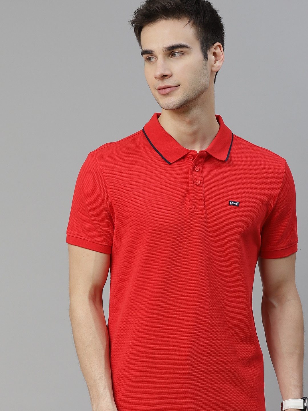 

Levis Men Red Polo Collar Cotton T-shirt